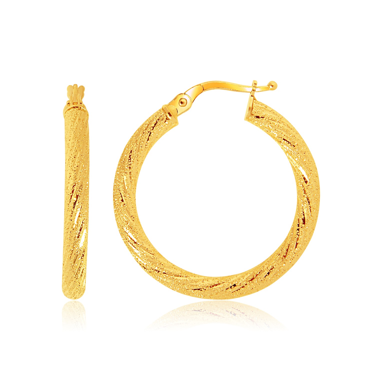 Florentine Medium Hoop Earrings in 14K Yellow Gold - Richard Cannon Jewelry