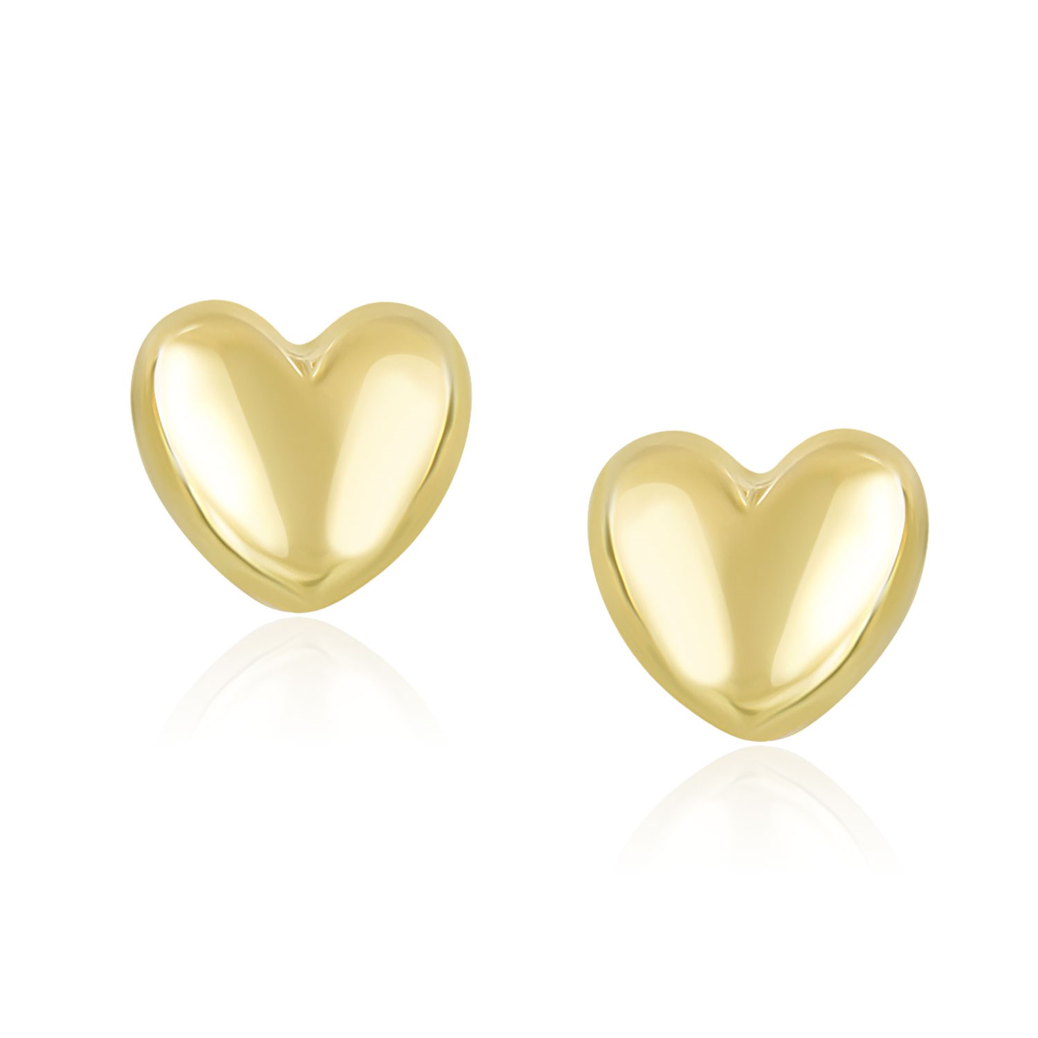 Polished Puffed Heart Earrings in 14k Yellow Gold - Richard Cannon Jewelry
