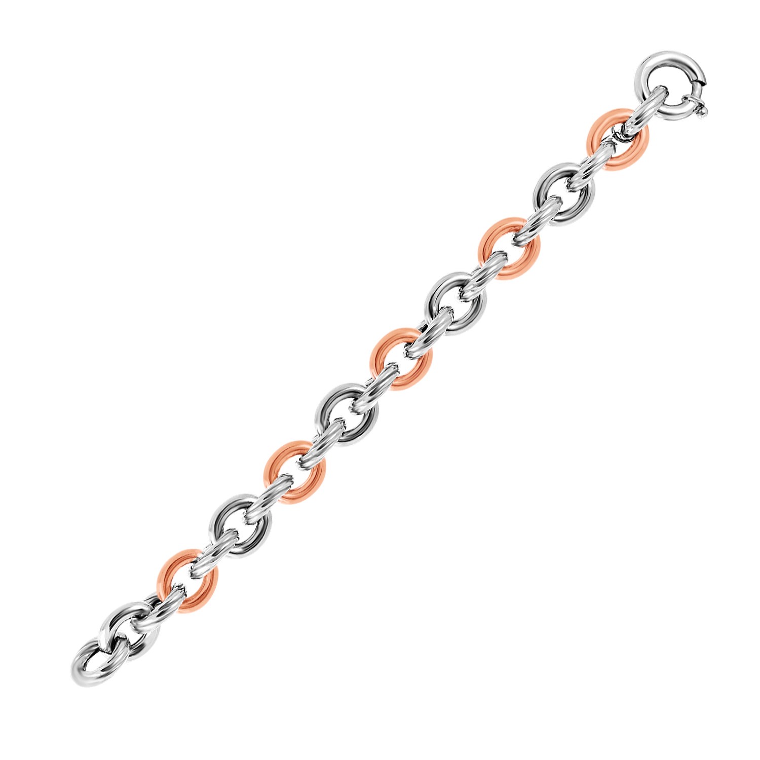 Textured Oval Rolo Link Bracelet In 18k Rose Gold And Sterling Silver Richard Cannon Jewelry 