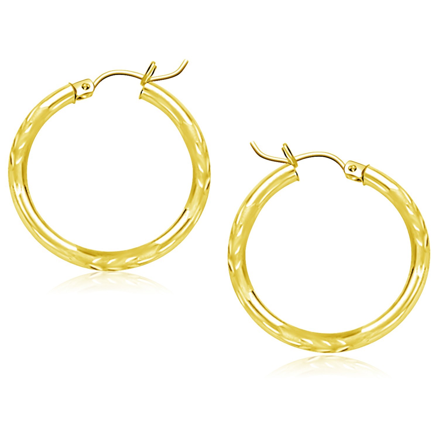 Diameter: 25 mm MCS Jewelry 10 Karat Yellow Gold Round Classic Hoop Earrings 