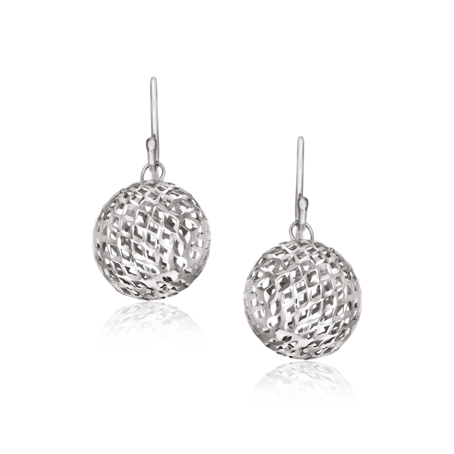 Mesh Texture Ball Drop Earrings in Sterling Silver - Richard Cannon Jewelry