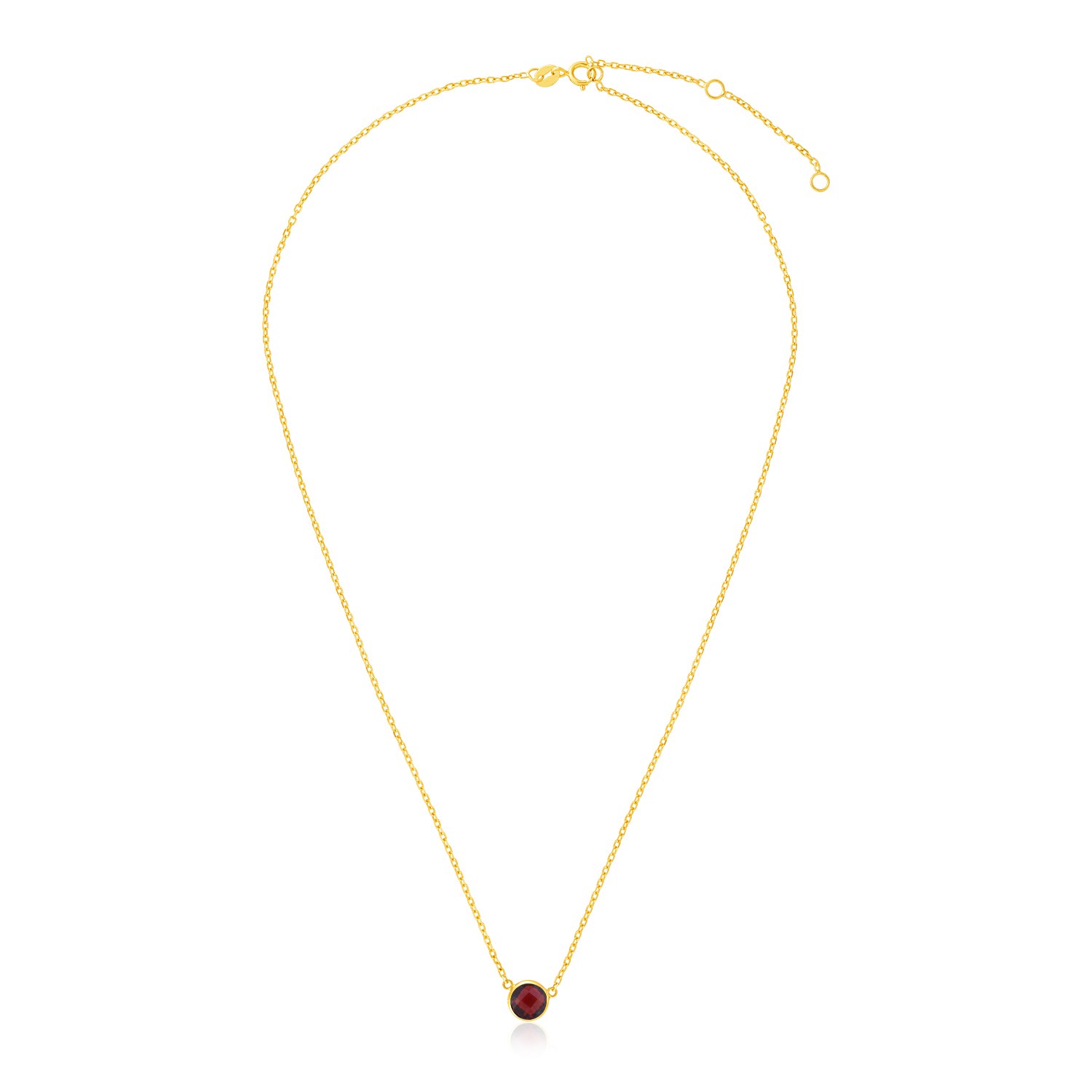 14k Yellow Gold 17 inch Necklace with Round Garnet - Richard Cannon Jewelry
