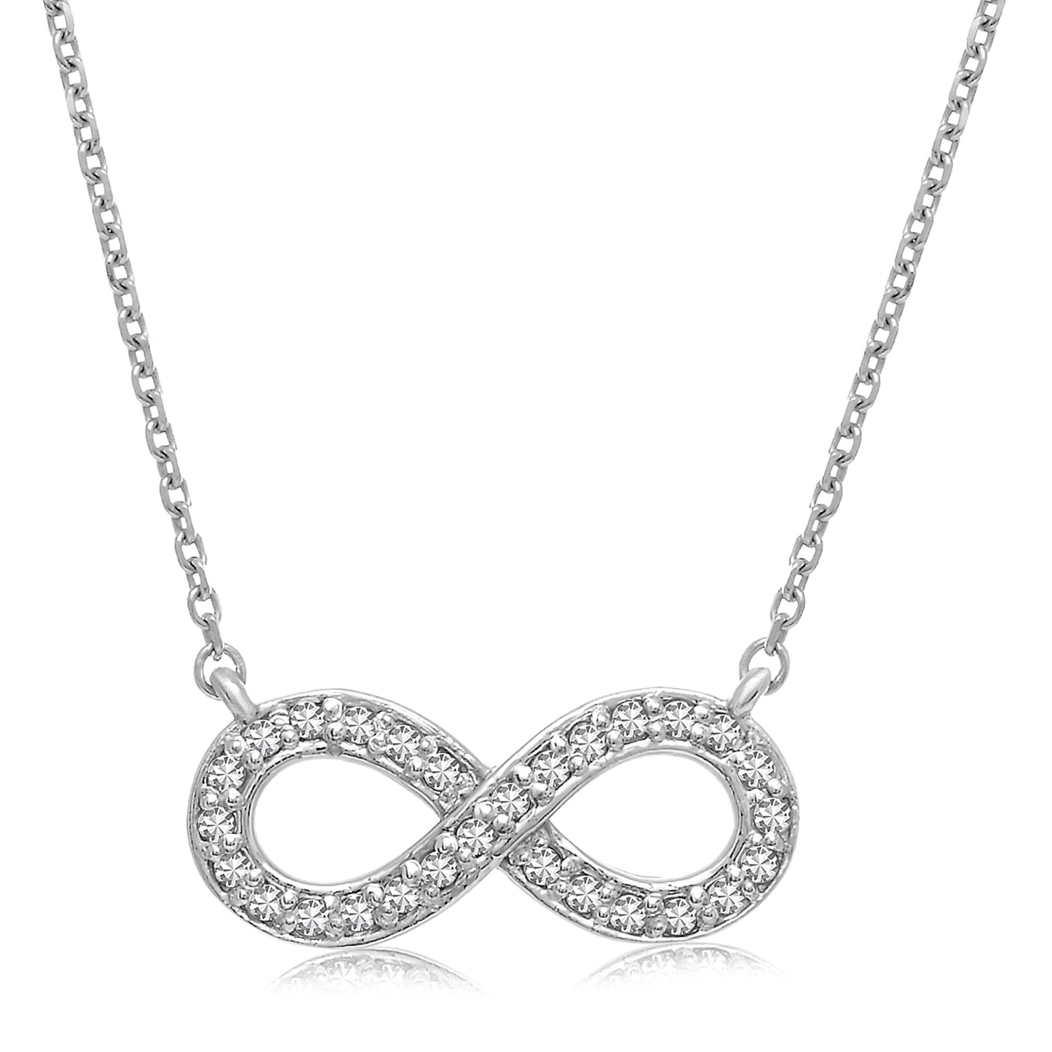 Diamond Studded Infinity Design Necklace in 14K White Gold (1/4 ct tw ...