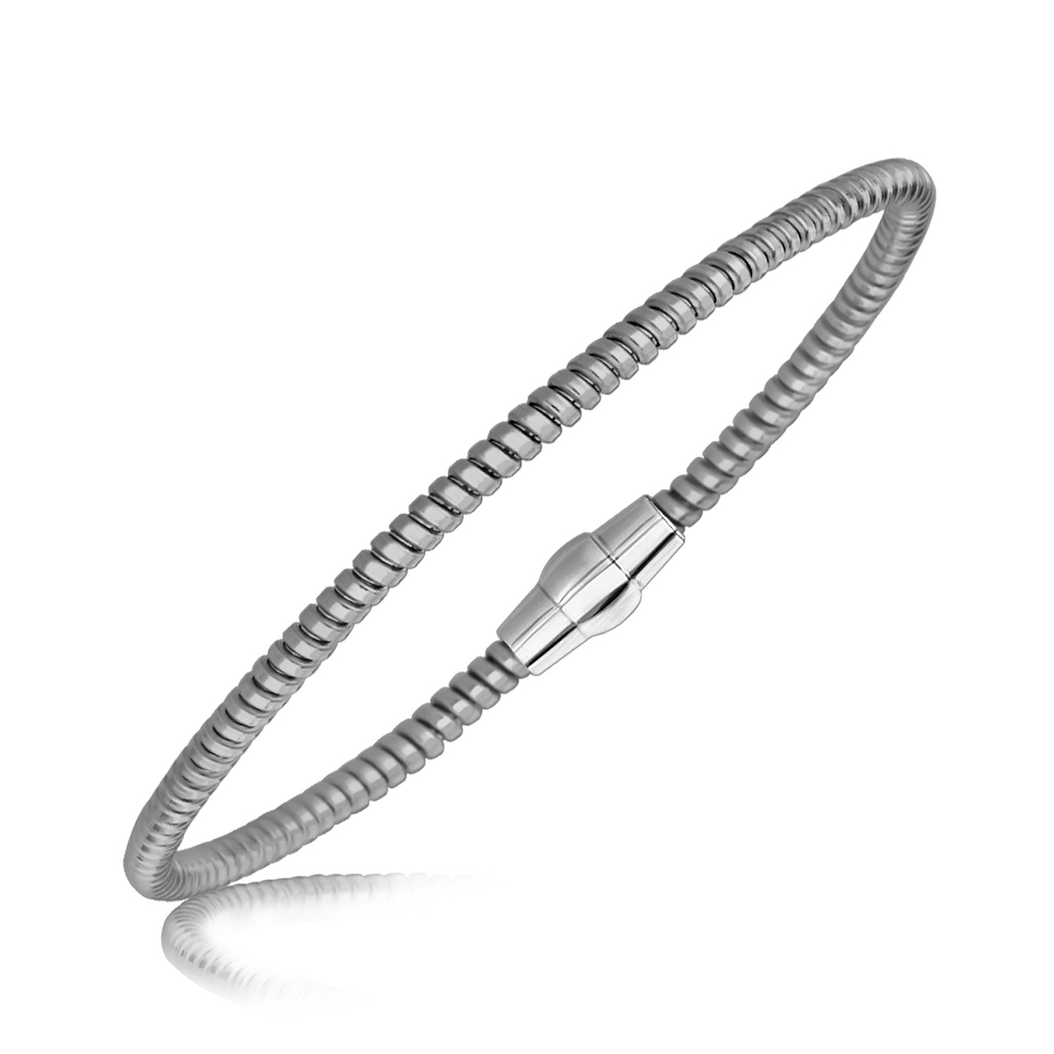Ruthenium Plated Cable Motif Stackable Bracelet in Sterling Silver ...