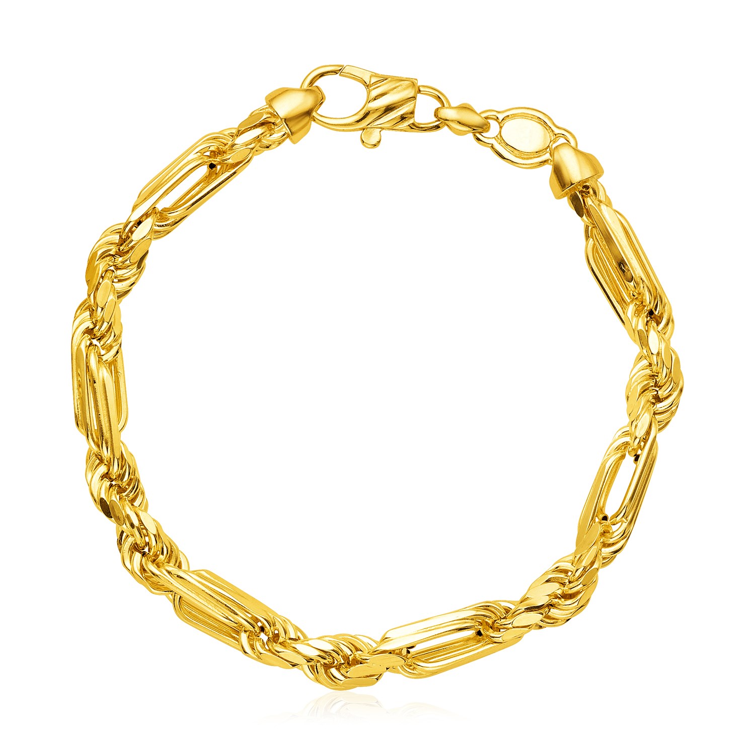14k Yellow Gold 8 1/2 inch Heavy Figaro Chain Bracelet - Richard Cannon
