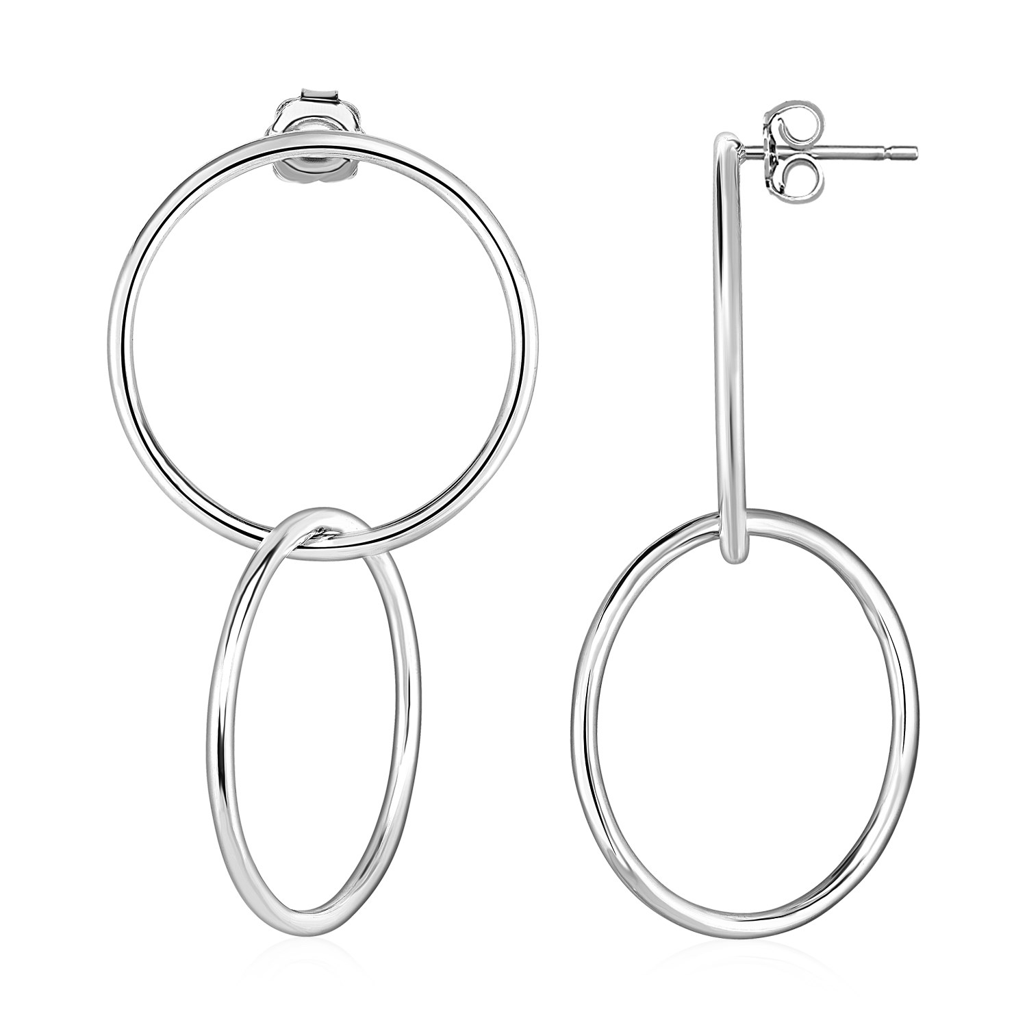 Interlocking Polished Ring Earrings in Sterling Silver - Richard Cannon ...