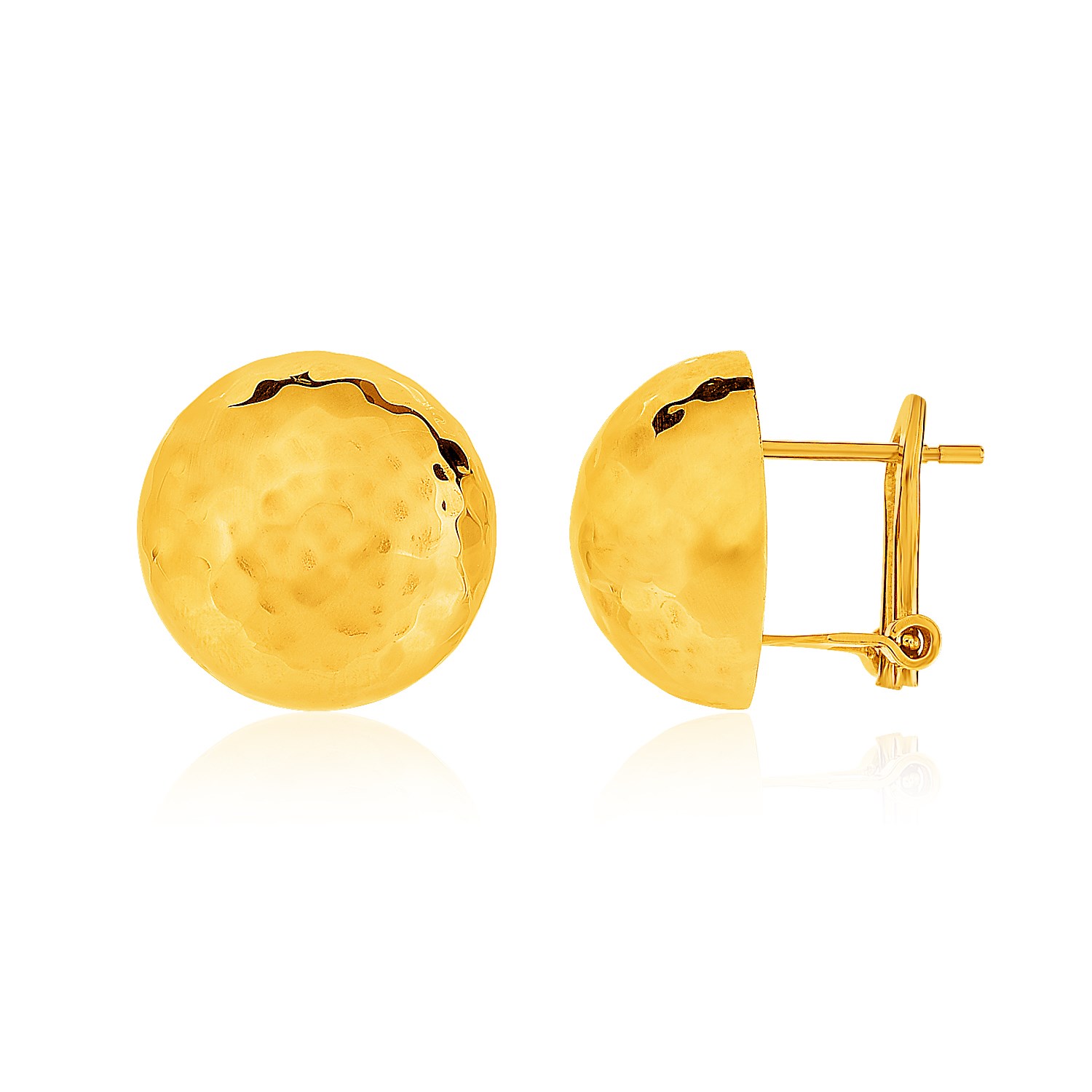 14k Yellow Gold Hammered Half Ball Post Earrings - Richard Cannon Jewelry