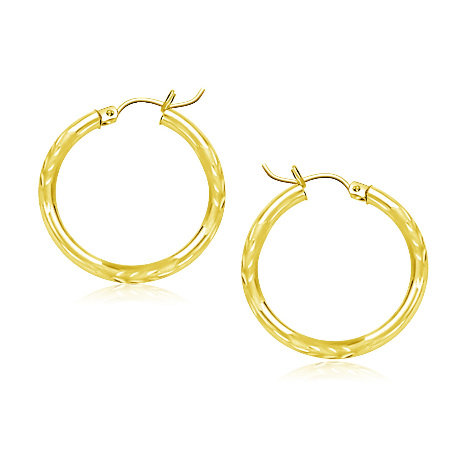 Classic Diamond Cut Hoop Earrings in 14k Yellow Gold (20mm Diameter) (3 ...