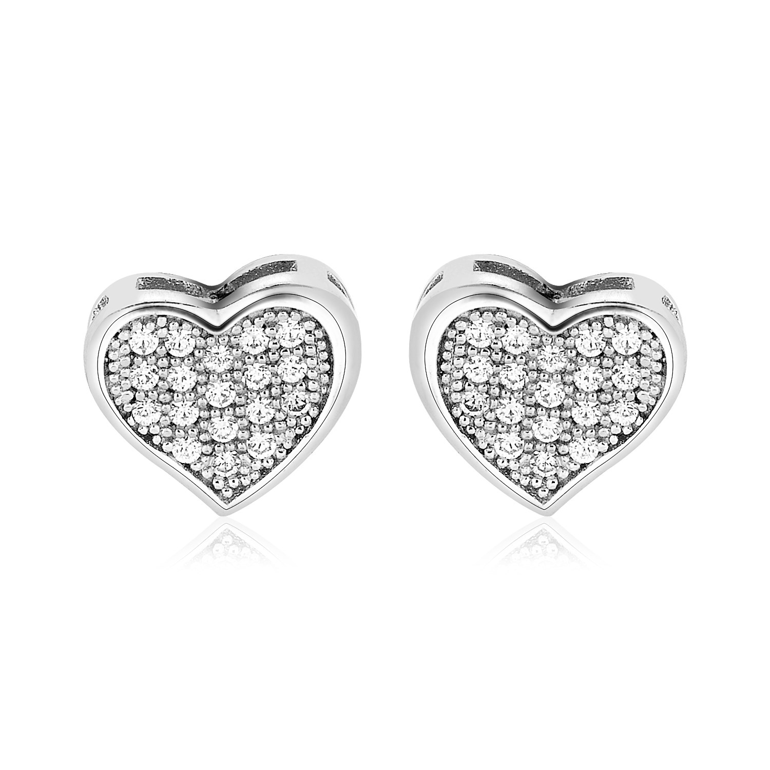 Sterling Silver Heart Earrings with Cubic Zirconias - Richard Cannon ...