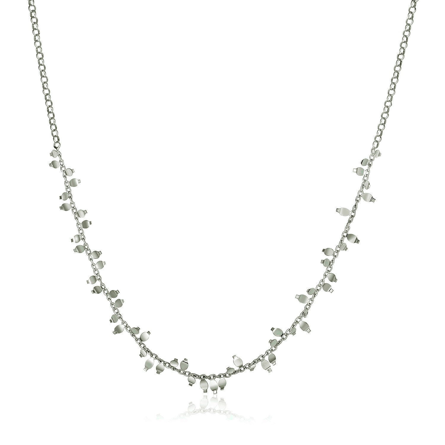 Sterling Silver 18 inch Leaf Motif Chain Necklace - Richard Cannon Jewelry