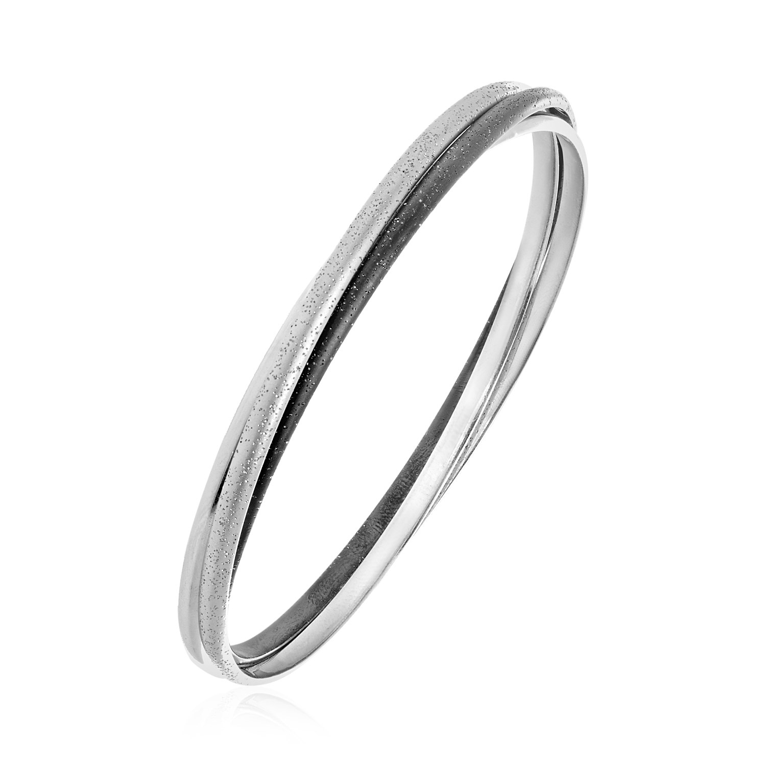 Textured Interlocking Bangle in Sterling Silver - Richard Cannon Jewelry