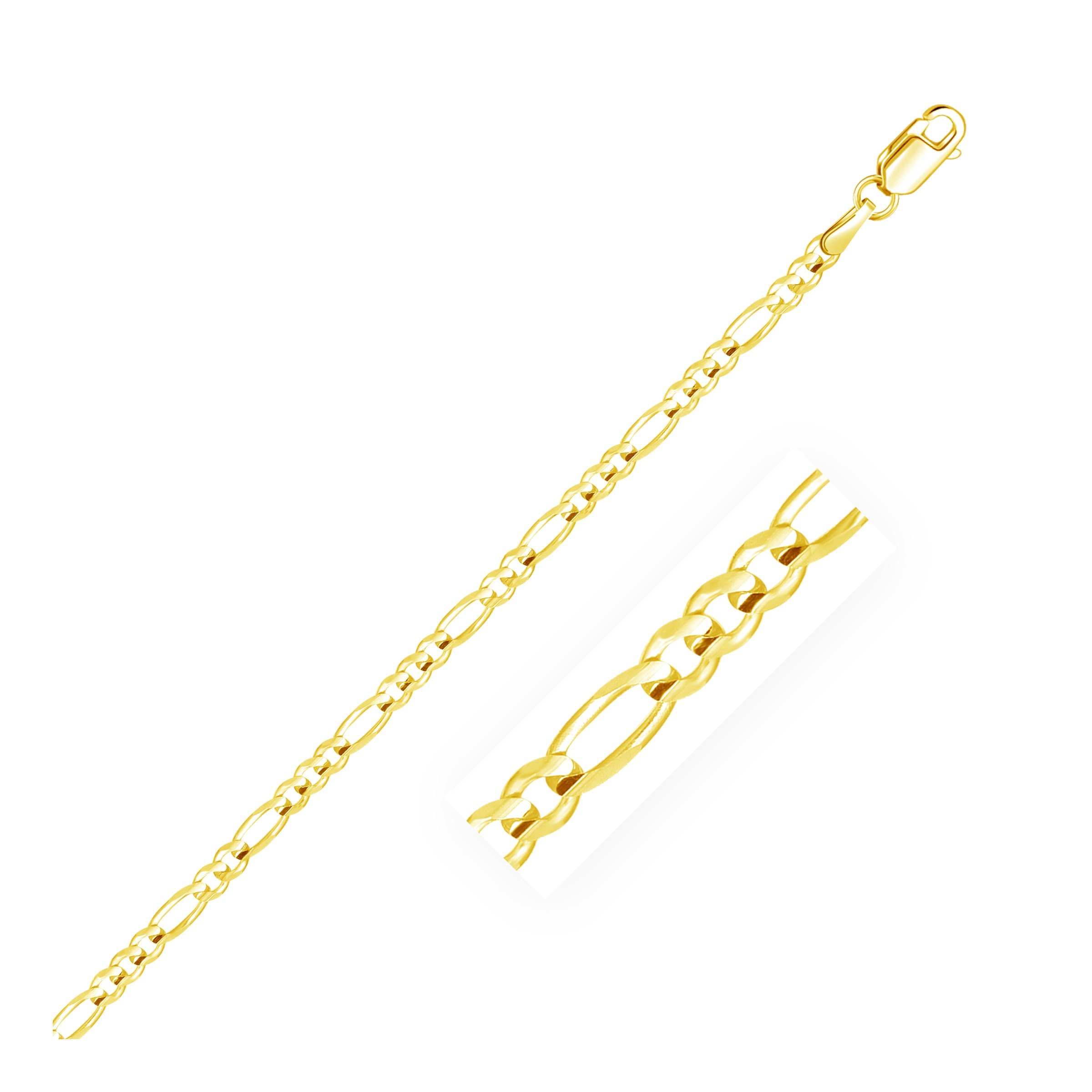 Solid Figaro Chain in 14k Yellow Gold (3.1mm) - Richard Cannon Jewelry