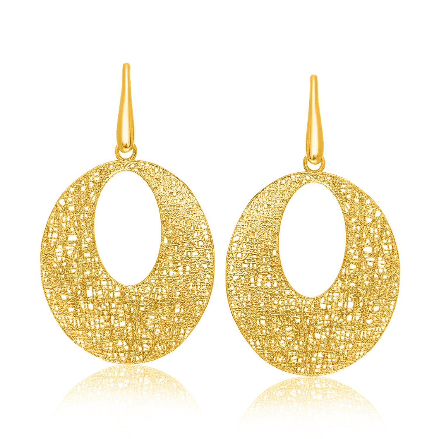Open Oval Wire Mesh Earrings in 14k Yellow Gold - Richard Cannon Jewelry