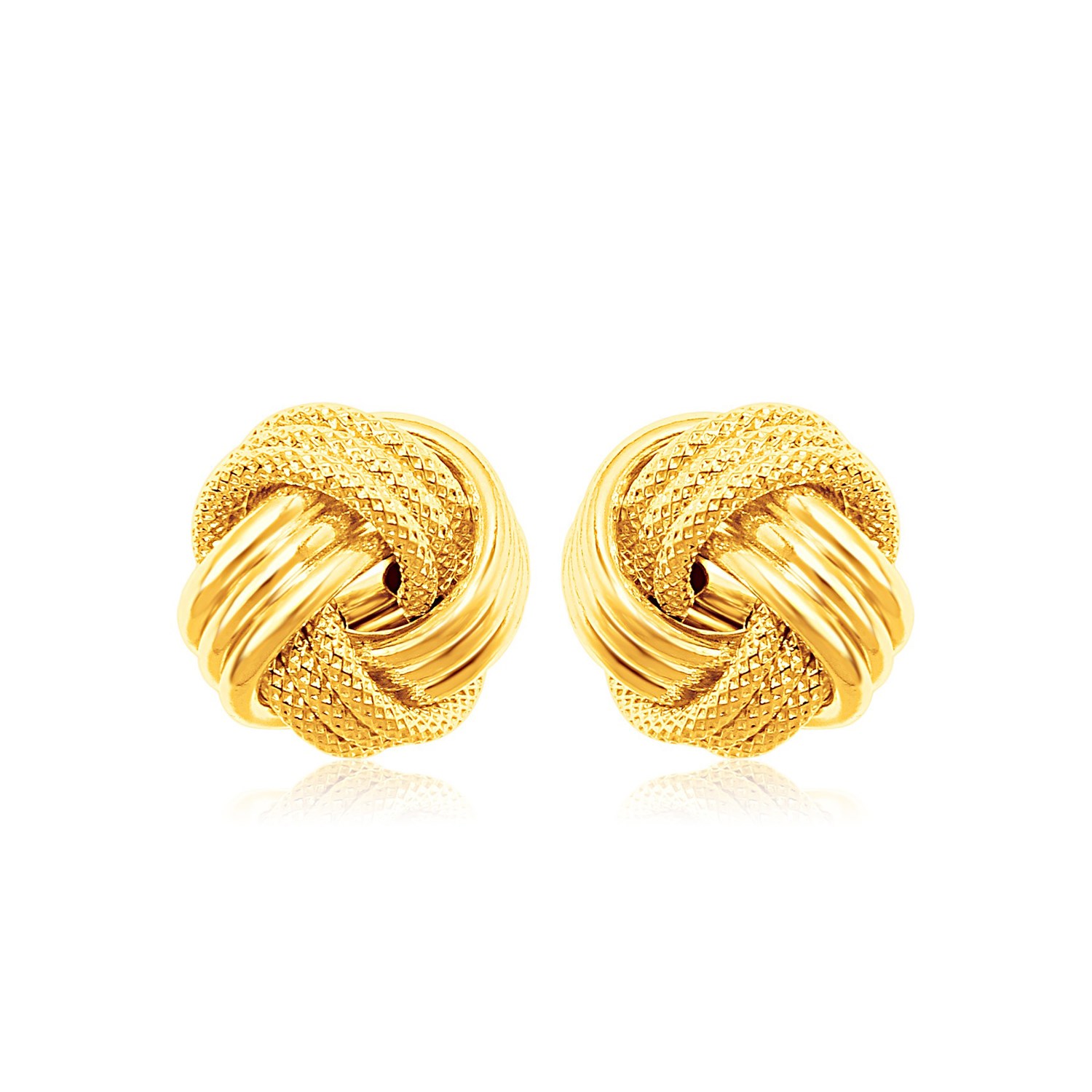 Small Ridged Love Knot Earring in 14k Yellow Gold - Richard Cannon Jewelry