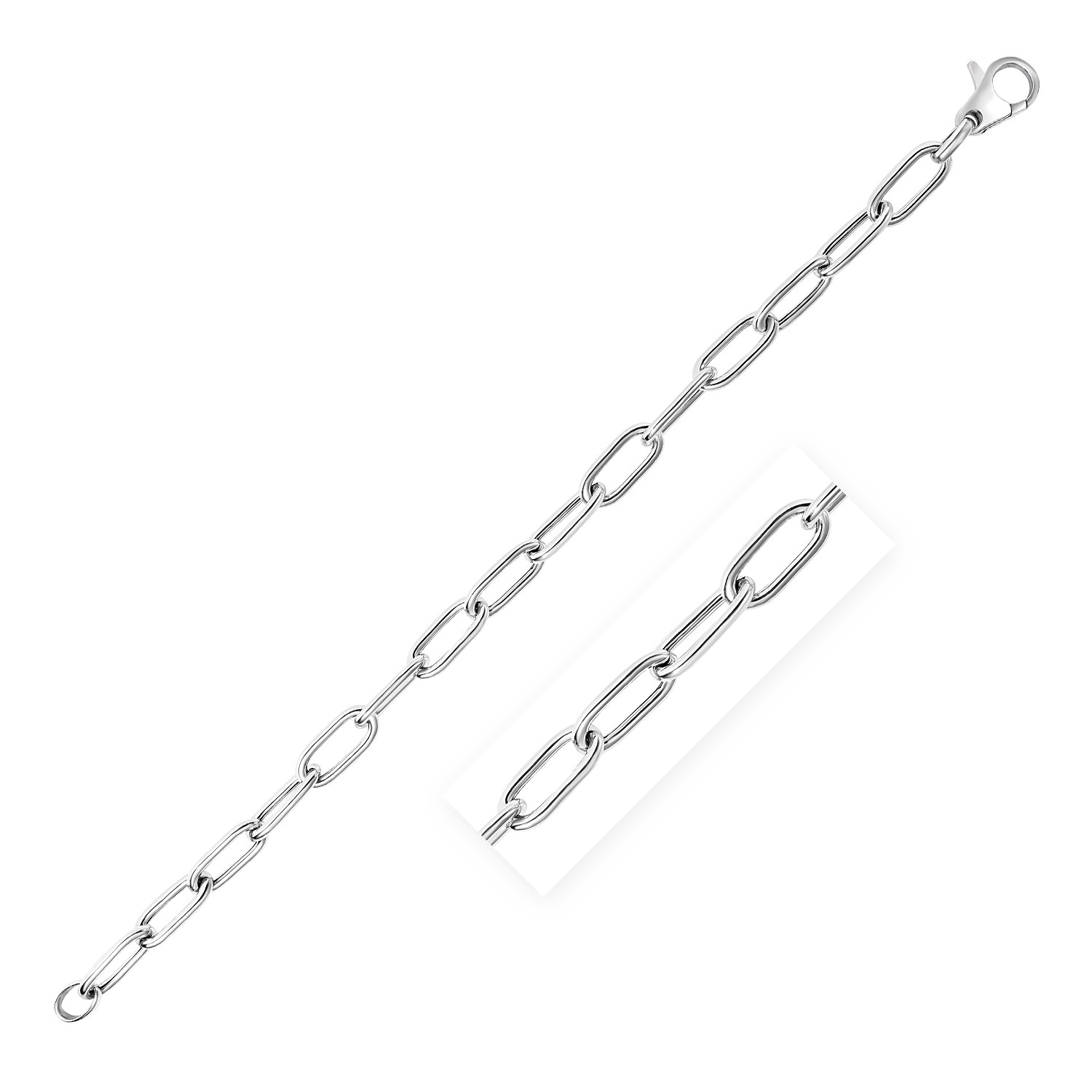 Sterling Silver Wide Paperclip Chain Bracelet (6.50 mm) - Richard ...