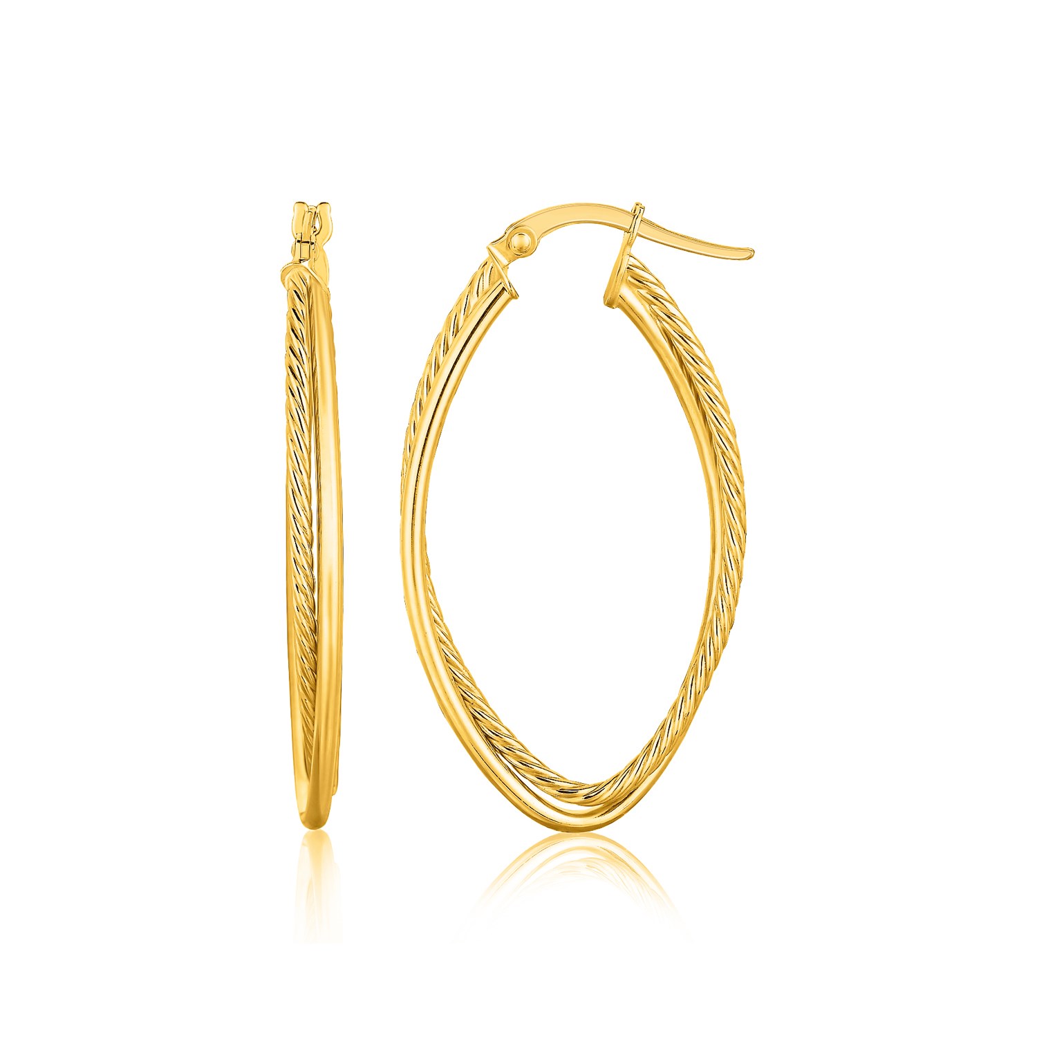 Marquise Twisted Oval Hoop Earrings in 14K Yellow Gold - Richard Cannon ...