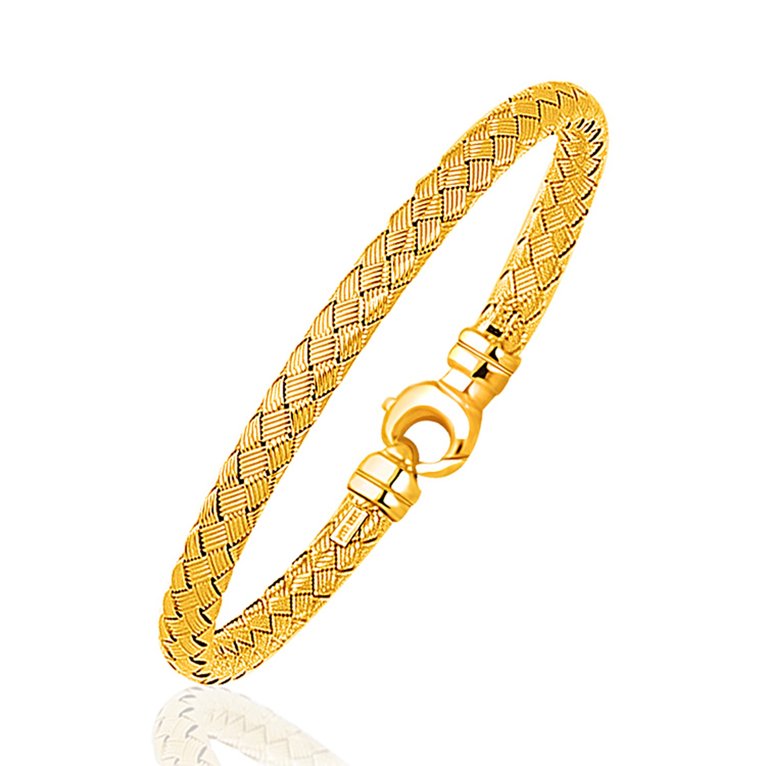 Fancy Weave Bangle in 14k Yellow Gold (5.0mm) - Richard Cannon Jewelry