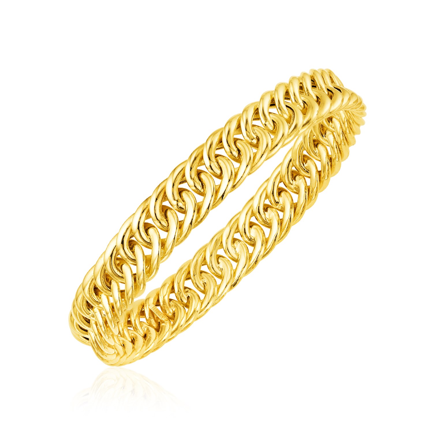 14k Yellow Gold Polished Chain Slip On Bangle - Richard Cannon Jewelry