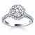 Cathedral Engagement Ring Mounting with Micro Prong Diamond Halo in 14k White Gold