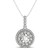 Round Halo Diamond Studded Pendant in 14k White Gold (1 1/4 cttw)