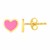 14k Yellow Gold and Enamel Pink Heart Stud Earrings