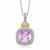 Amethyst and Diamond Popcorn Motif Cushion Pendant in 18k Yellow Gold and Sterling Silver (.02cttw)