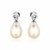 Sterling Silver Earrings with Pear Shaped Freshwater Pearls and Cubic Zirconias