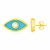 14K Yellow Gold Blue Evil Eye Earrings with Enamel