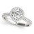 14k White Gold Halo Round Diamond Engagement Ring with Graduated Pave Band (1 1/3 cttw)