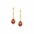 Enamel Lady Bug Drop Earrings in 14k Yellow Gold