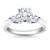 Diamond Three Stone Ring with Pear Shape Sides in 14k White Gold