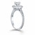 Diamond Halo Cathedral Engagement Ring Mounting with Accent Diamonds in 14k White Gold