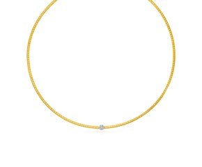 14k Two Tone Gold Necklace with Brushed Texture and Diamonds