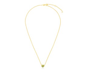 14k Yellow Gold 17 inch Necklace with Round Peridot