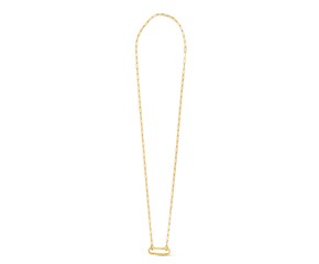 14k Yellow Gold Elongated Link Paperclip Necklace