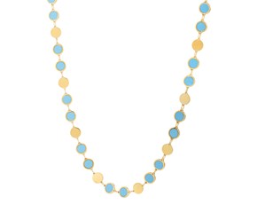 Turquoise Composite Gem Alternating Necklace in 14K Yellow Gold (5.00 mm)