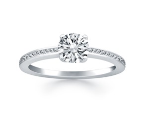 Classic Pave Diamond Band Engagement Ring in 14k White Gold