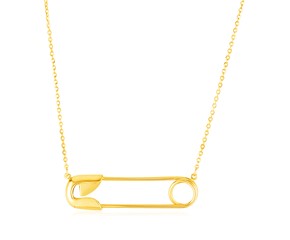 14k Yellow Gold Safety Pin Necklace