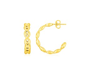 14K Yellow Gold Hoop Mariner Chain Earrings