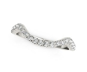14k White Gold Modern Curved Style Pave Diamond Wedding Band (1/5 cttw)