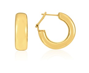 14k Yellow Gold Large Omega C Hoops