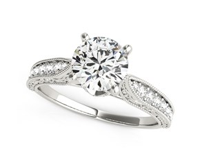 14k White Gold Round Pronged Antique Design Diamond Engagement Ring (1 5/8 cttw)