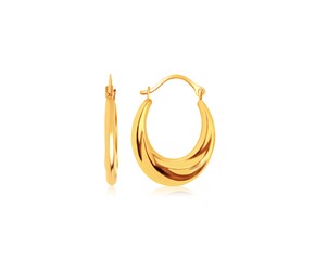 Graduated Oval Hoop Earrings in 14k Yellow Gold