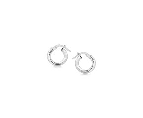 Small Twisted Motif Hoop Earrings in Sterling Silver