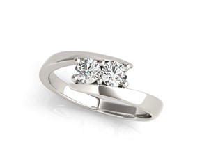 Common Prong Two Stone Diamond Ring in 14k White Gold (1/2 cttw)