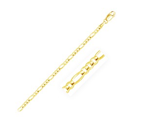 Solid Figaro Bracelet in 14k Yellow Gold (3.1mm)
