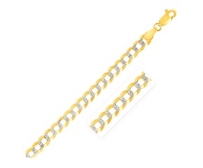 Pave Curb Bracelet in 14k Two Tone Gold (4.7mm)
