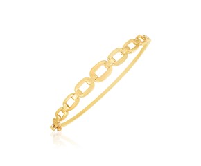 14k Yellow Gold High Polish Rounded Open Link Bangle