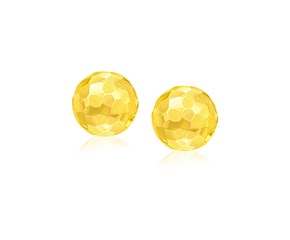 Faceted Round Stud Earrings in 14k Yellow Gold