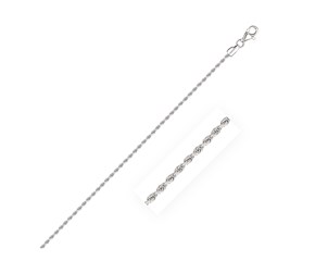 Diamond Cut Rope Anklet in 14k White Gold (2.0 mm)